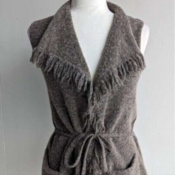 Aritzia Wilfred Free Alpaca Wool Blend Fei Fei vest, fringe tie waist - Picture 2 of 10